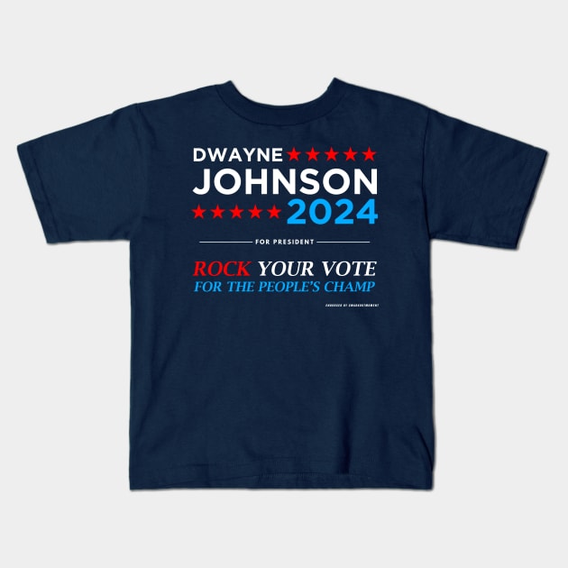 Vote The Rock 2024 President Dwayne Johnson Election (white) Kids T-Shirt by Smark Out Moment